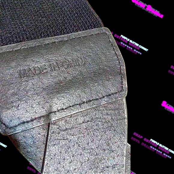 Glitter Poppin Purple Glimmer Stretchy Silver Shimmer Snap Button Cinch Belt | L - Picture 14 of 17